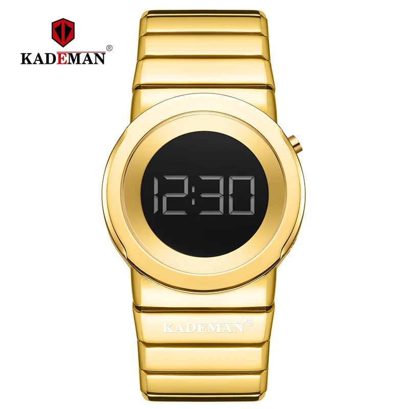gold KADEMAN, женские часы, роскошные, полностью стальные, женские наручные часы, водонепроницаемый, светодиодный, цифровые часы,, новая мода, браслет, повседневные часы - Цвет: gold