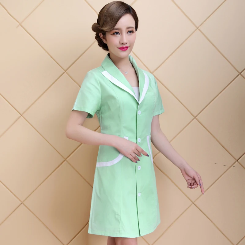 Color17 Модная женская одежда с коротким рукавом для медсестры, униформа для салона красоты, аптека, медицинский скраб, лабораторное пальто, летнее больничное платье для врача - Цвет: Color17