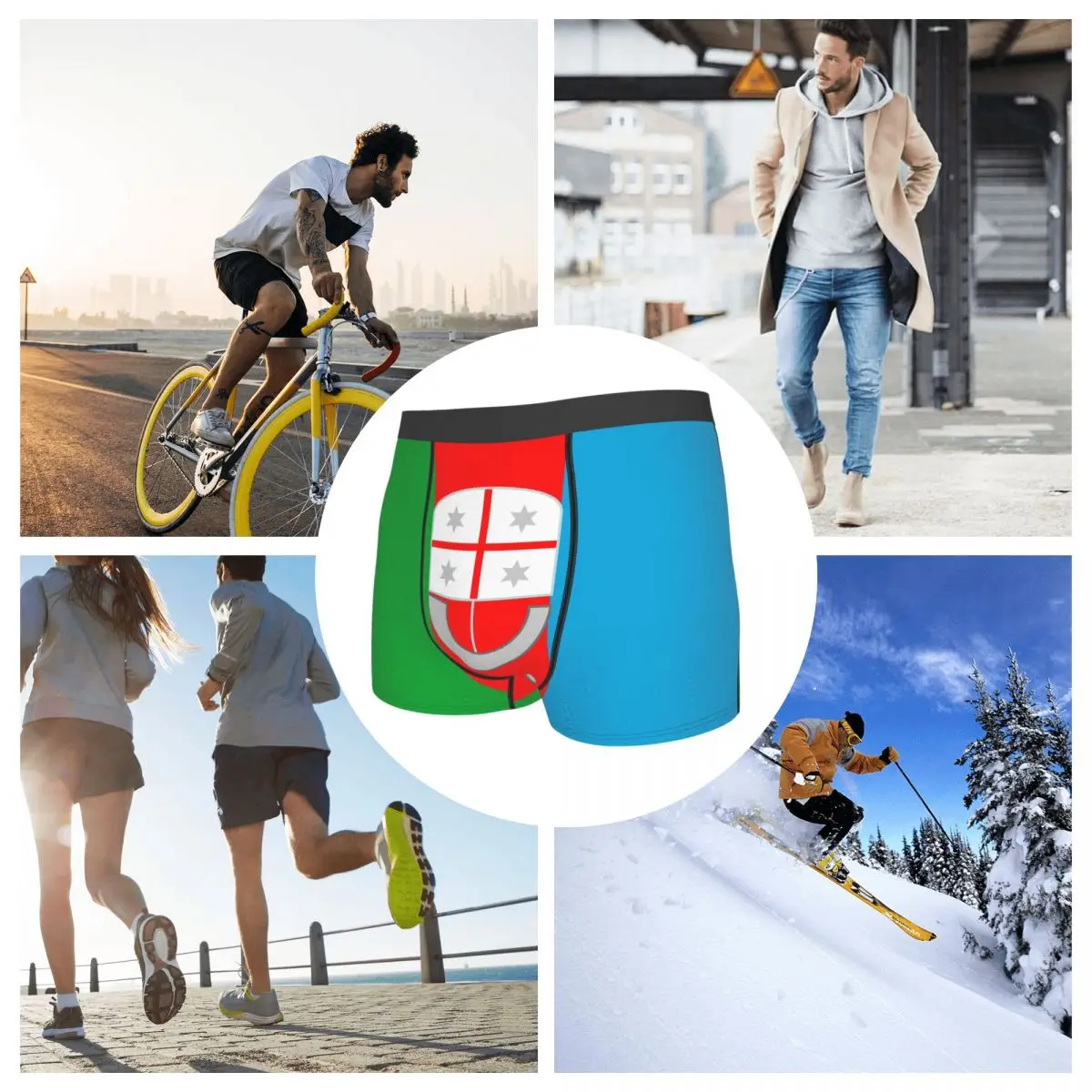 Flag Of Liguria Men's Boxer Briefs regions of Italy Humor Graphic Men's boxer leggings