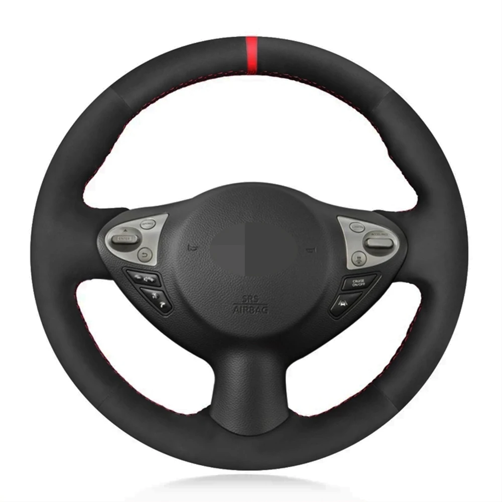 DIY чехол рулевого колеса автомобиля противоскользящая черная замша для Infiniti FX FX35