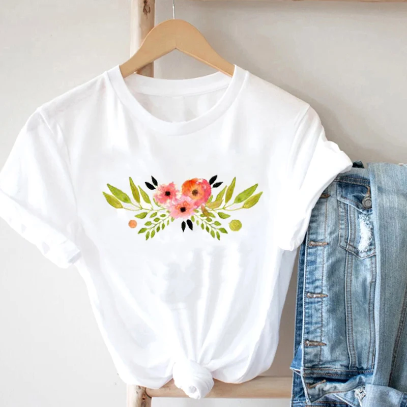 

E Girl Harajuku Kawaii Clothes Graphic T-Shirt Aesthetic Floral Printing T-Shirt Cottagecore Woman Summer Dress Fashion Top