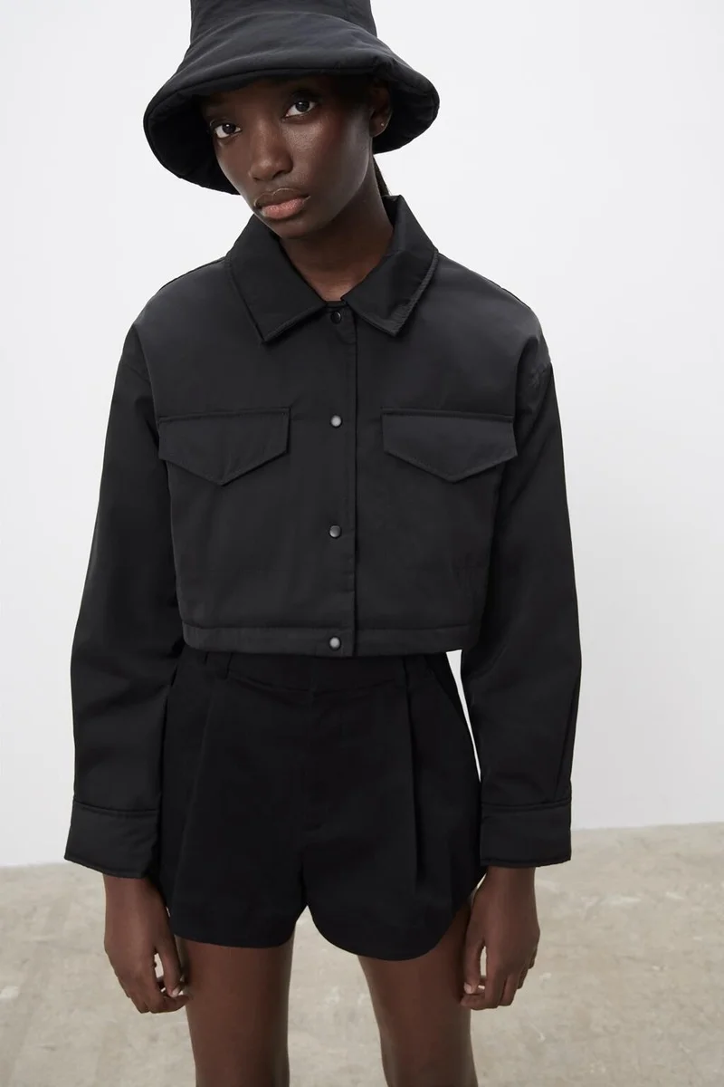 

same women's clothing autumn new simple wind straight cotton jacket short jacket casual coat