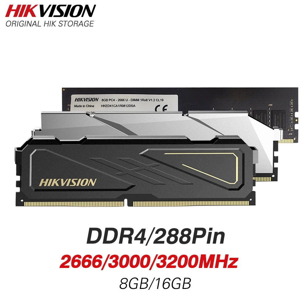 

Hikvision RAM DDR4 3000MHz 1.2/1.35V CL16 288pin Desktop Memory High Speed Low Power Consumption Intel AMD 8GB 16GB