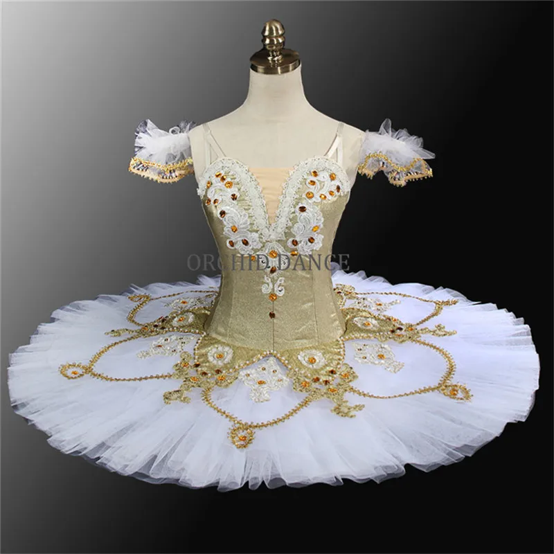 Professional High Quality 12 layers Women Adult Gold Ballet Tutu with hooks and eyes