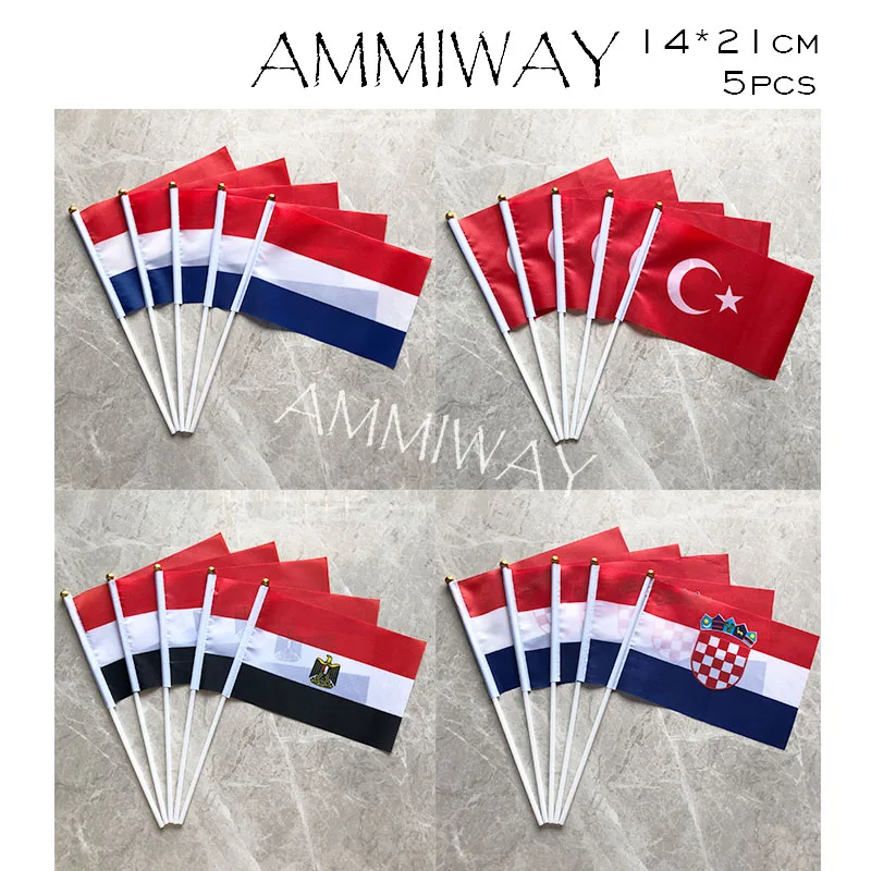 Флаг AMMIWAY 14x21 см 5 шт. флаги Нидерландов Турции стран мира размахивающий флаг
