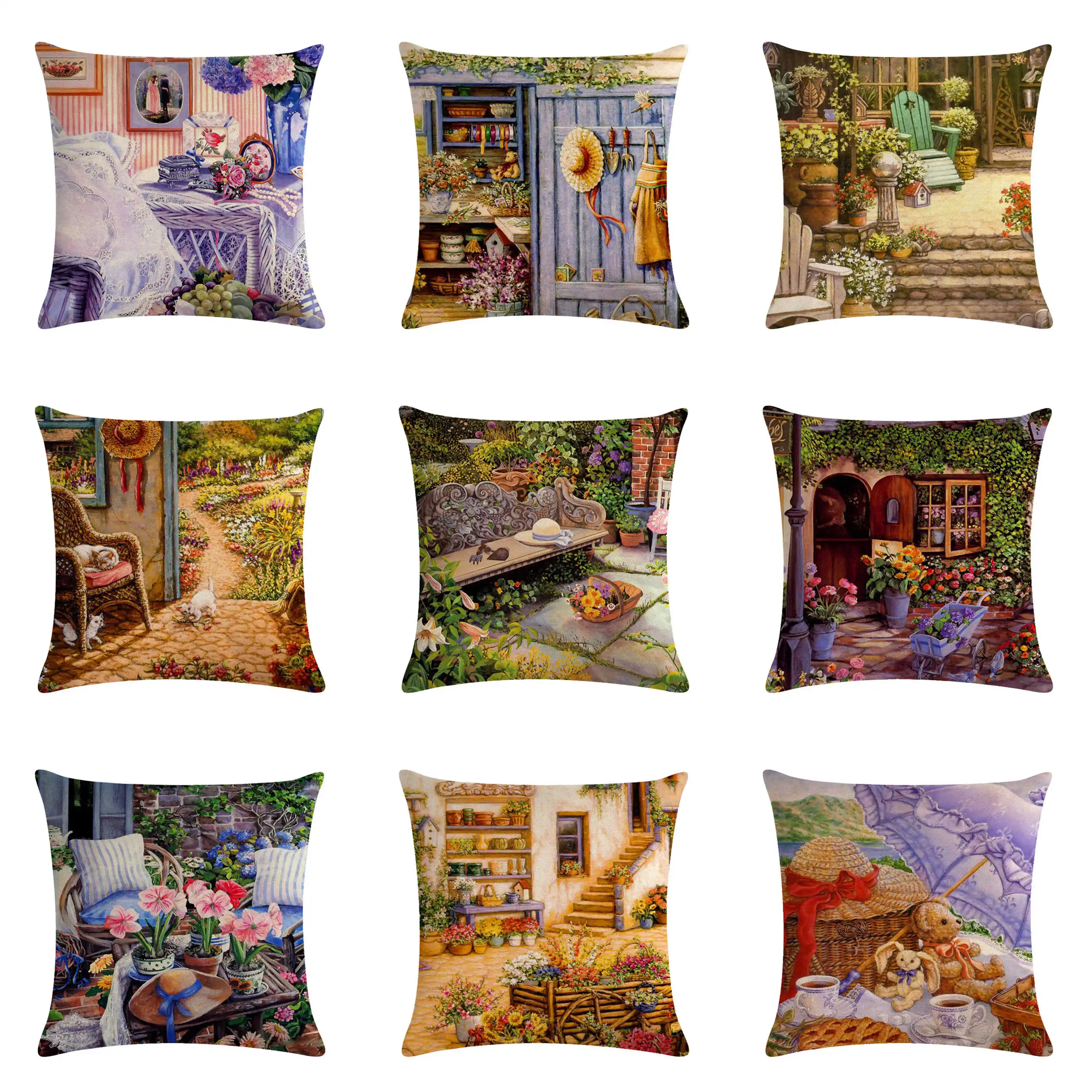 

Картина маслом, пасторальная наволочка, креативный чехол для подушки, наволочка для дивана, кровати, украшение для дома, обнимающая наволоч...