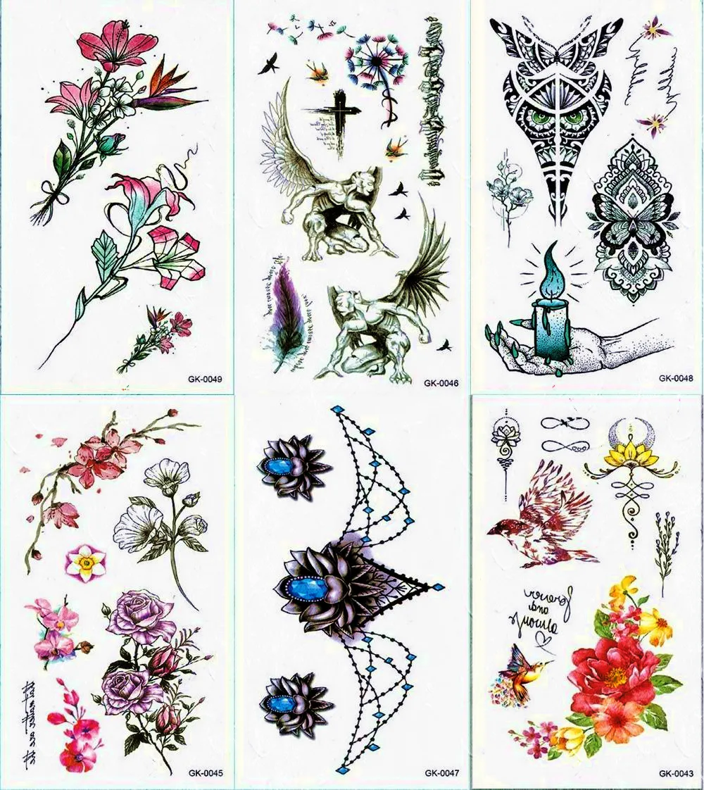 Подсвечник Boho Tribal Мандала Временные татуировки Лотос перо Ангел стикер тело