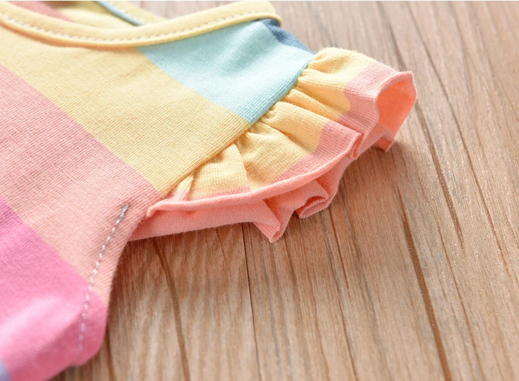 

Vgiee Summer Girls for Dresses 2020 Summer New Female Baby Rainbow Striped Vest Children Sleeveless Dresses
