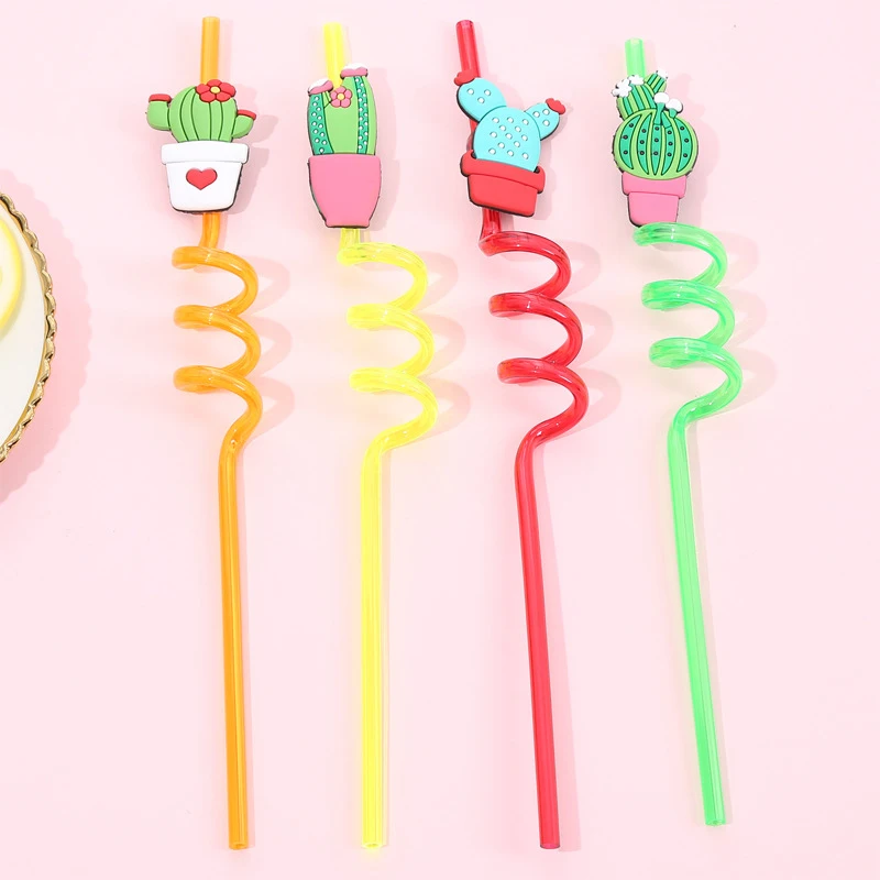 4 шт. набор милые соломинки пищевого класса ПВХ силиконовые многоразовые