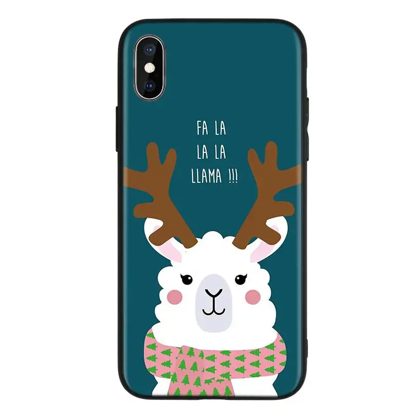 Черный чехол с милым животным ламой для Apple iPhone 11 Pro XR 7 8 6 6S Plus X XS MAX 5 5S SE Мягкий ТПУ