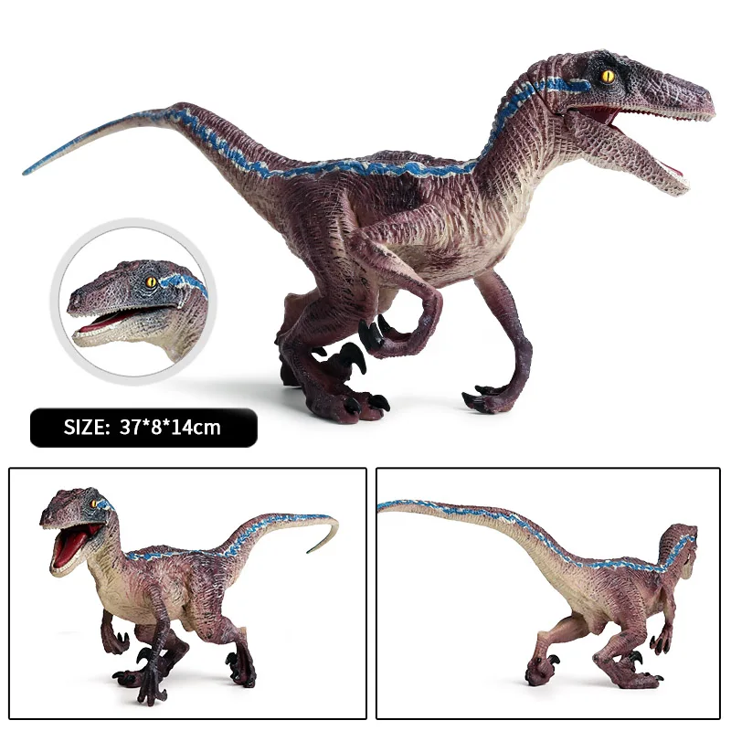 Oenux большой размер 37x8X14 см динозавр Юрского периода синий Velociraptor рот может открыть динозавр модель фигурки коллекция игрушек