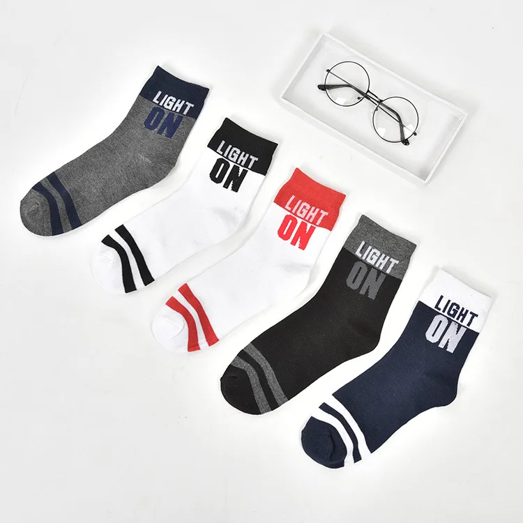 2 пары мужских спортивных Хлопковых Носков с буквенным принтом двухполосные