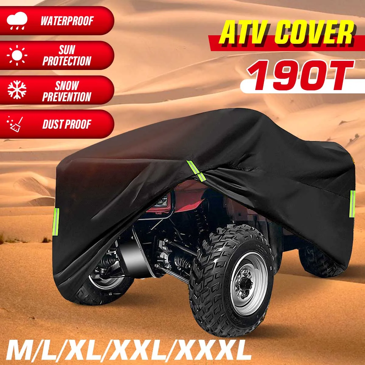 

Универсальный чехол для мотоцикла 190T, чехол для квадроцикла, квадроцикла со светоотражающей полосой, водонепроницаемый чехол с защитой от ...
