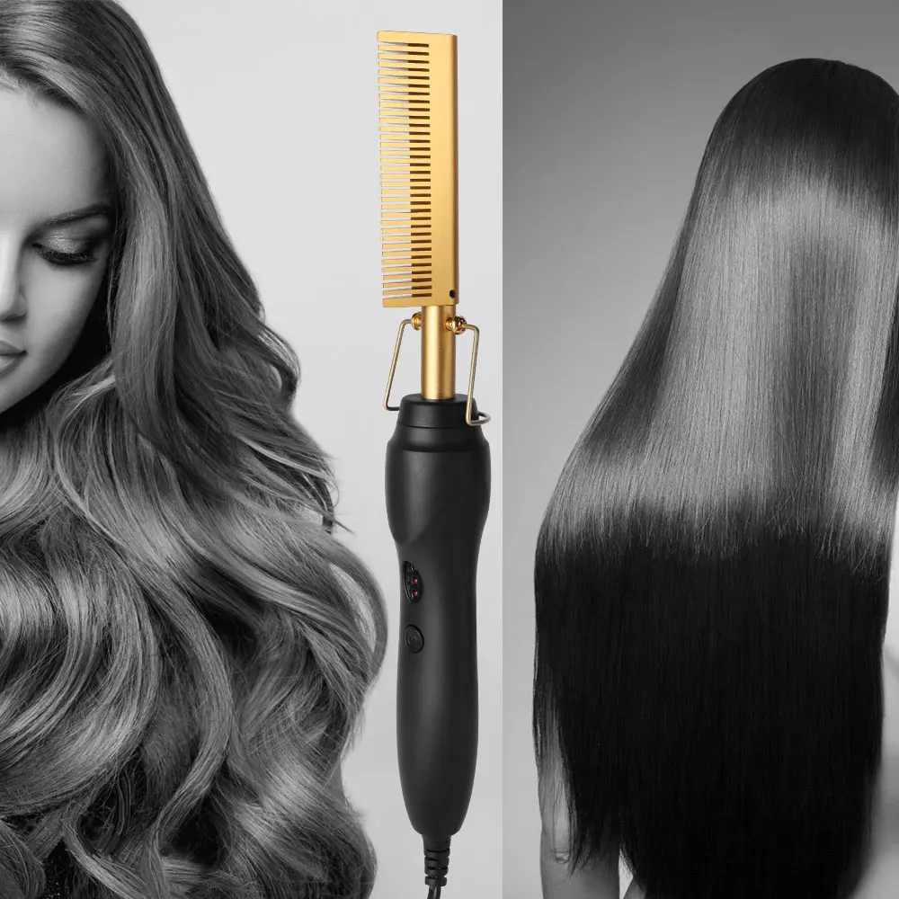 

Multifunctional Hair Straightener Hot Heating Smooth Iron Comb Straightening Brush Corrugation Curling Iron Hair Curler Comb