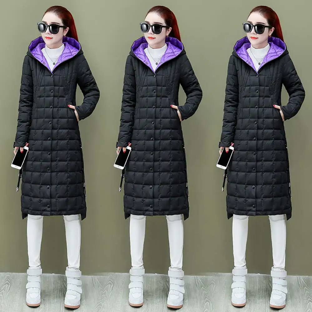 Женское Стеганое пальто из зимней коллекции теплая длинная парка до колена с