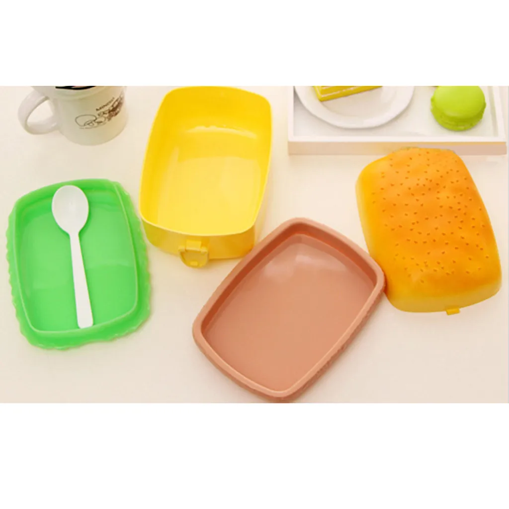 GH Creative Popular Lunch Box Of Food Containers Storage For Children With Fork Hamburger lunch box | Дом и сад