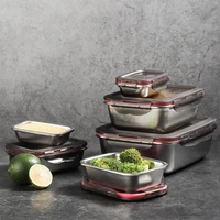 304 stainless steel fresh keeping box portable japanese style lunch box large capacity food sealed box with leak proof food box