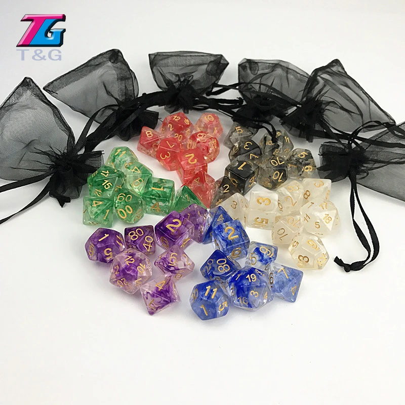 42 шт./пакет многогранные туманности игральные кости для игры DnD plus сумка d4 d6 d8 d10 d12