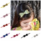 Повязка на голову детская из блестящей кожи, с бантом и блестками