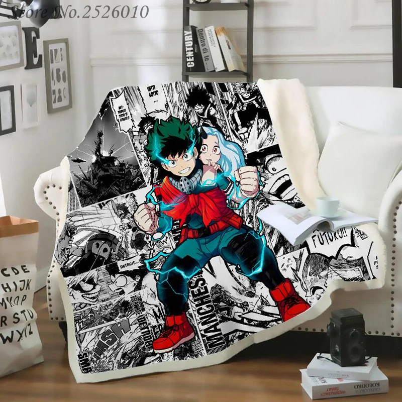 

Throw blanket My Hero Academia Anime 3D Velvet Plush Blanket Bedspread For Kids Girls Sherpa Blanket Couch Quilt Cover Travel 01