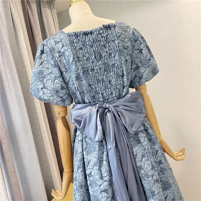 

Princess Dress Summer Women's Clothing 2021 New Fashion Printed Puff Sleeve Dress Feminine High Waist Slimming Elegant Dress
