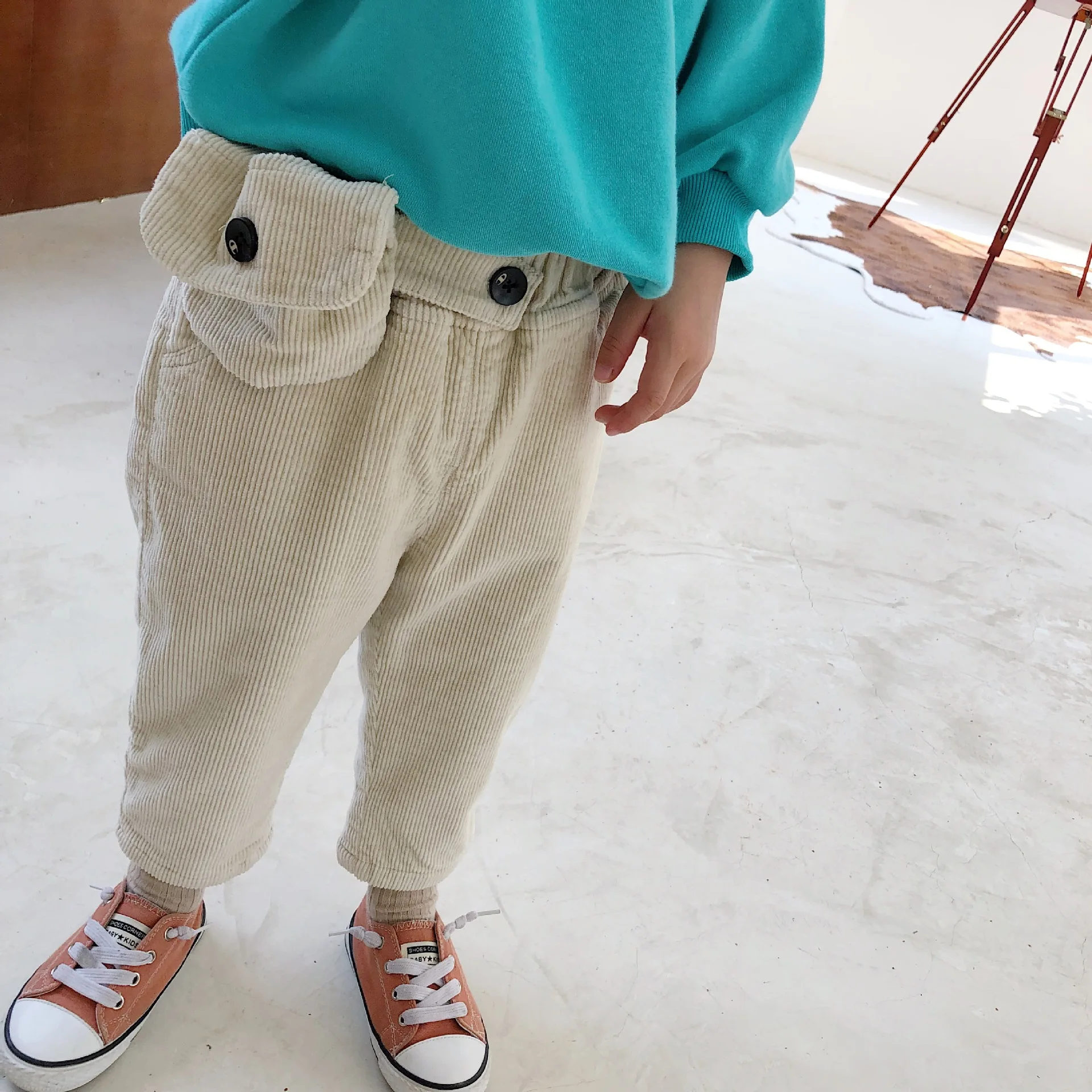 Зимние Модные утепленные вельветовые штаны из мягкого флиса для мальчиков с