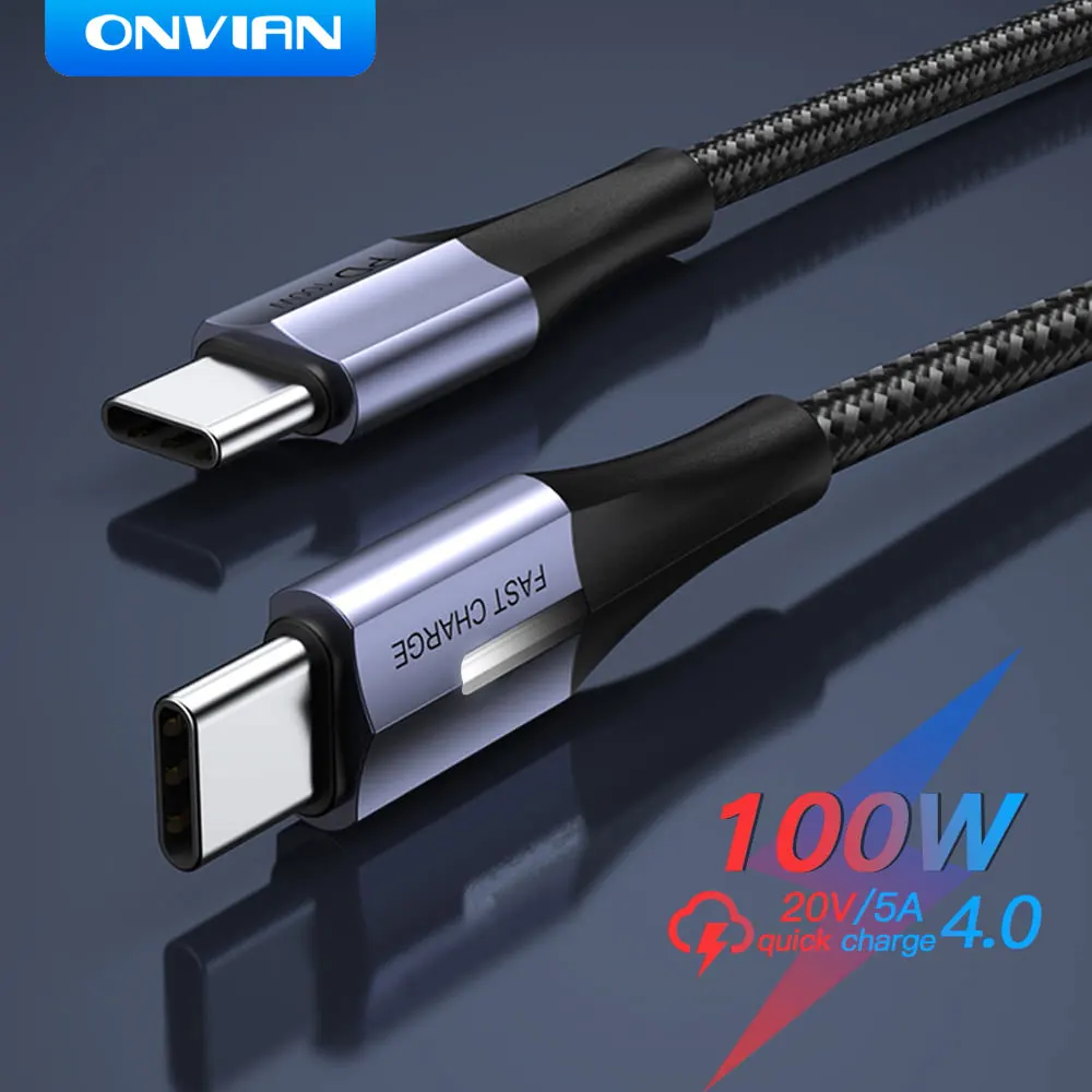 Шнур зарядный onbian USB Type-C на 5 А со светодиодной подсветкой, 100 Мбит/с, 480 Вт - изображение