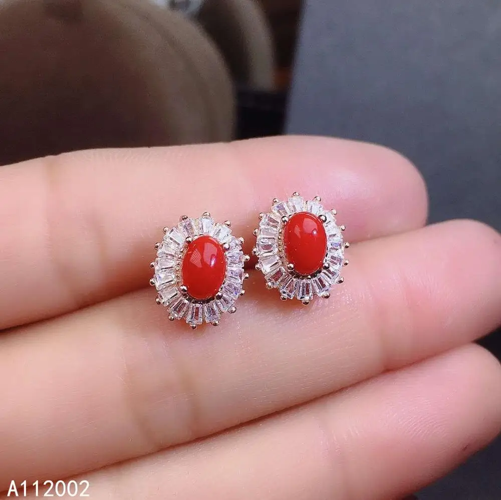 

KJJEAXCMY fine jewelry natural red coral 925 sterling silver women gemstone earrings new Ear Studs support test luxury