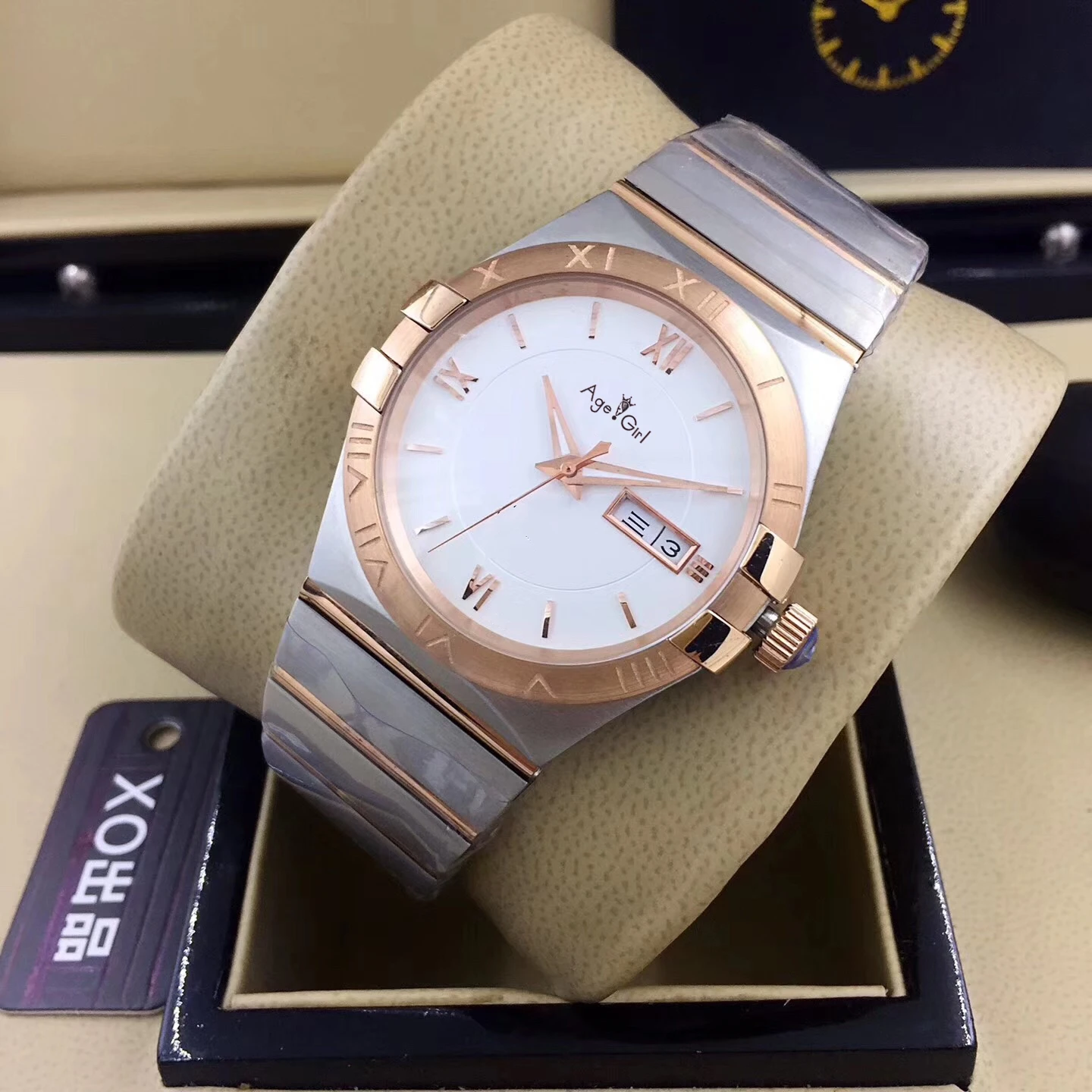 

Classic New Men Silver Black White Automatic Mechanical Stainless Steel Sapphire Watch Gold Rose Rome Diamond Daydate Dial