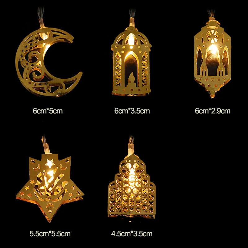 

1.65M 10 LED Moon Star Eid Ramadan Decorations Led Fairy String Lights Lamps Eid Al-Fitr Home Islam Muslim Event Party Supplies