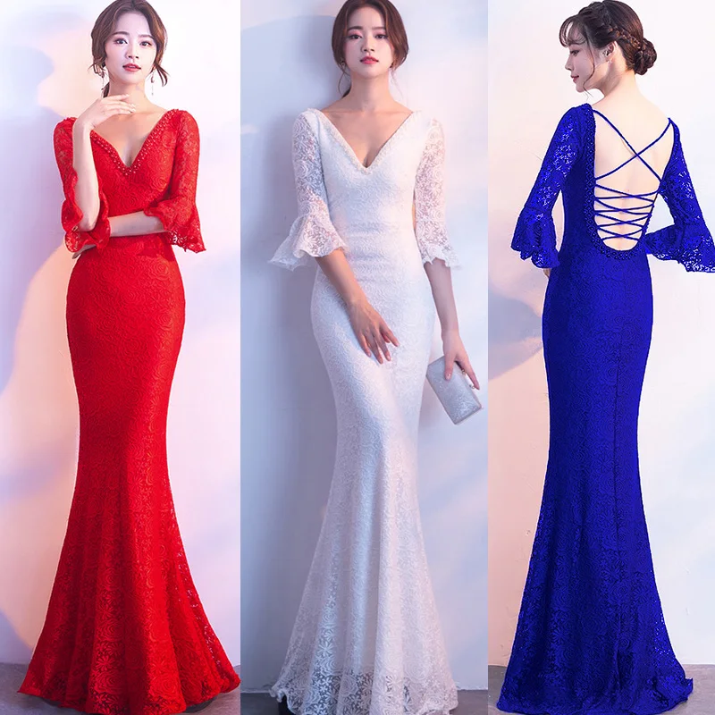 Белые вечерние платья с глубоким v-образным вырезом женские сексуальные