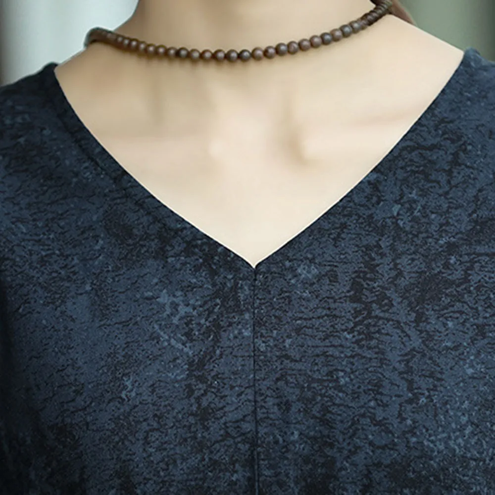 

2021 Summer Women's Dress New Middle Length Draw Back Solid Color V-neck Summer High Waist Loose Casual