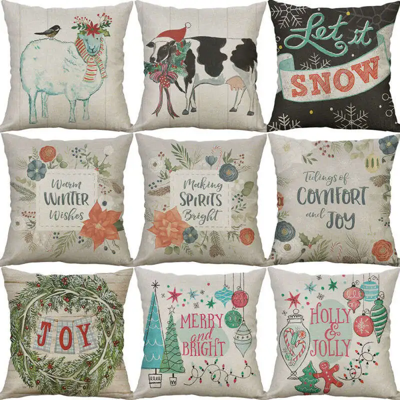 

Home case Cover Cotton Deer pillow 18" Printing Line Cushion Decor Christmas