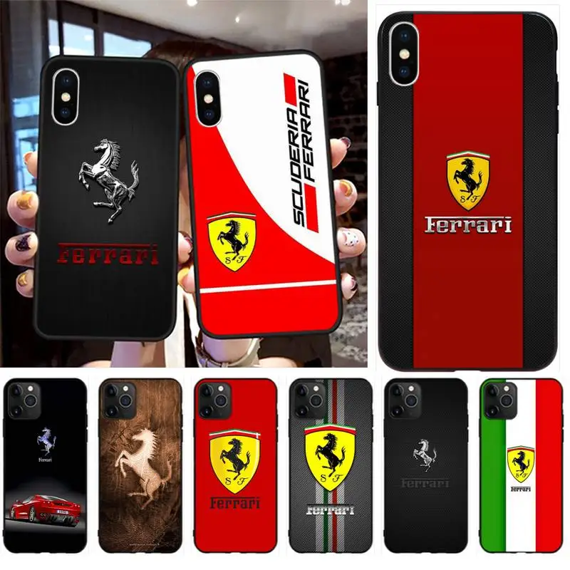 Роскошный автомобильный чехол для телефона Ferraries iphone 12 11 Pro Max Mini XS 8 7 6 6S Plus X 5S SE 2020