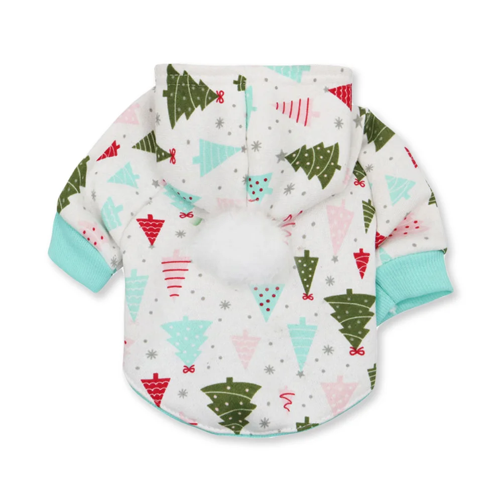 Зимняя одежда с капюшоном для собак куртка рисунком рождественского оленя