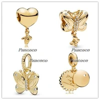 925 sterling silver charm gold decorative butterfly crystal pendant beads fit pandora bracelet necklace diy jewelry