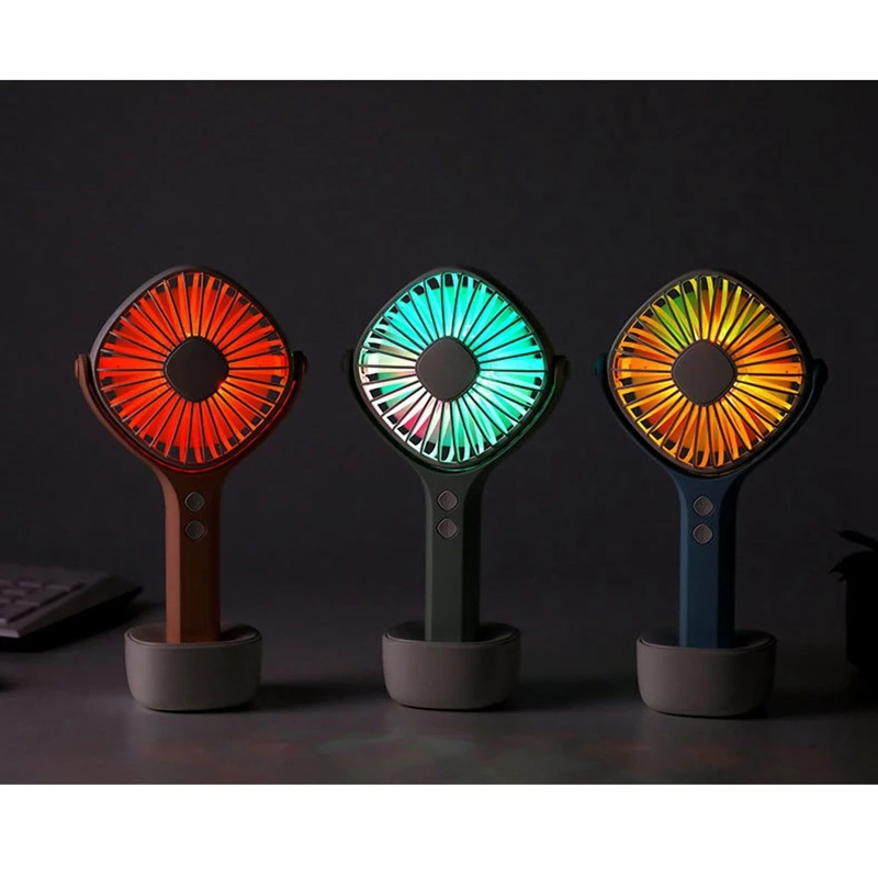 

Mini Portable Handheld Fan USB Personal Table Desk Fan 3 Speed Air Cooler with Night Light Base for Outdoor Travel