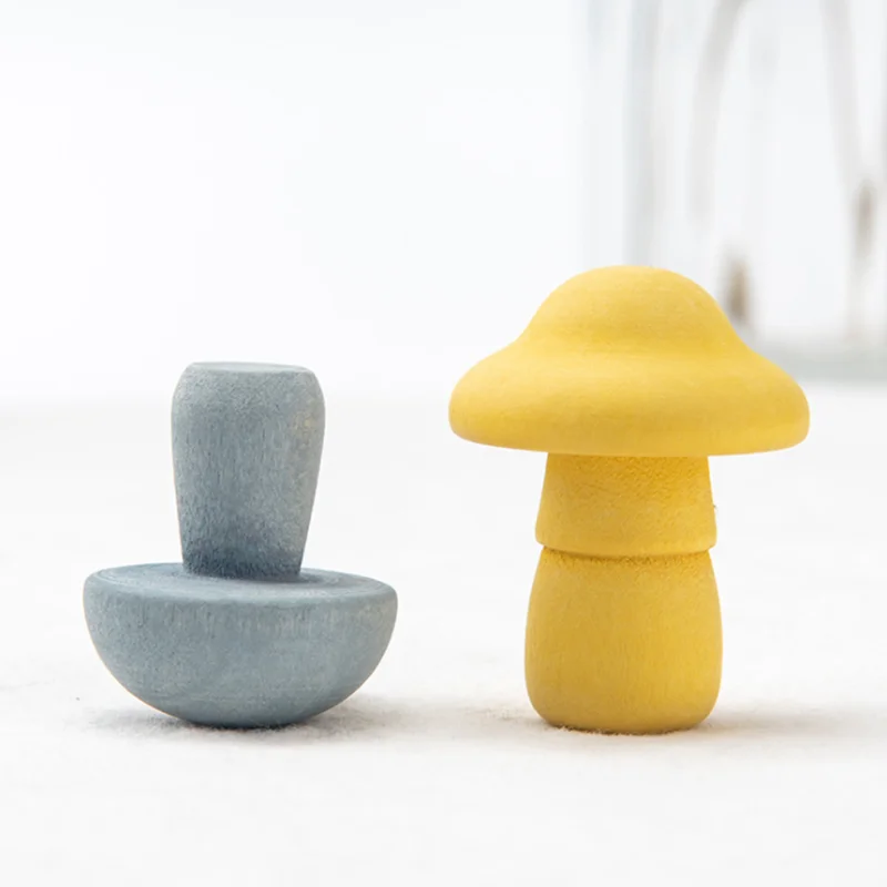 

Wooden Rainbow Blocks Mushroom Picking Game Educational Wooden Baby Toys Developmental Shape Matching Assembly Grasp
