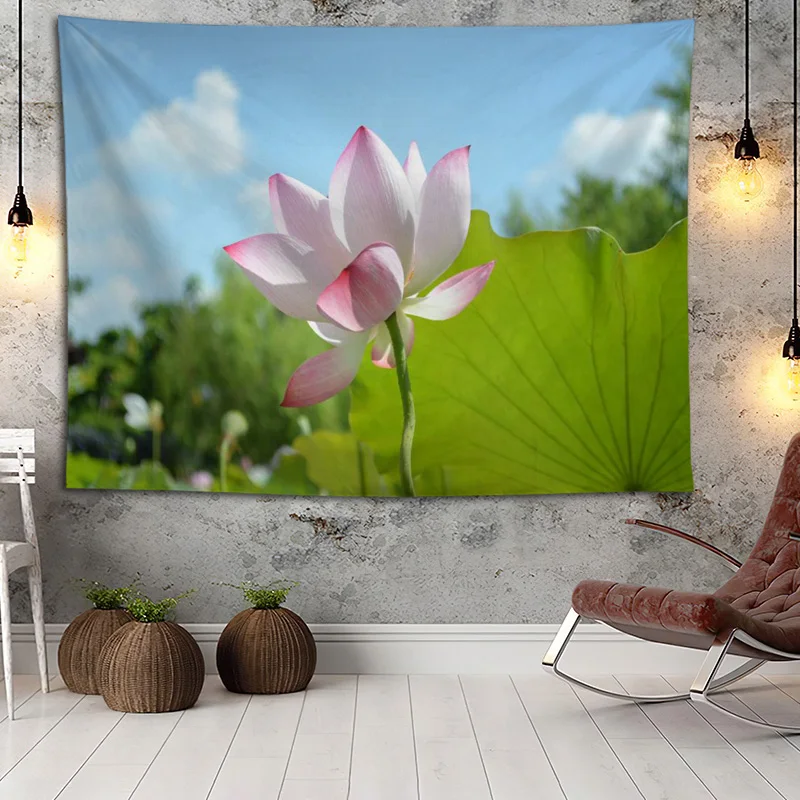 

Hot Sale Custom High Quality Lotus Wall Hanging HD Landscape 3D Printing Digital Printing Home Decoration Tapestry