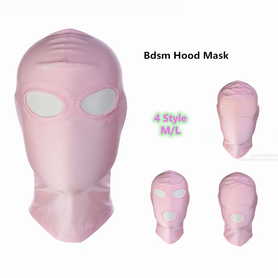 Sexy Costumes of High Elastic Breathable Pink Nylon Headpiece Hood Mask with Open Mouth for Men Women Fetish Bdsm Party | Тематическая