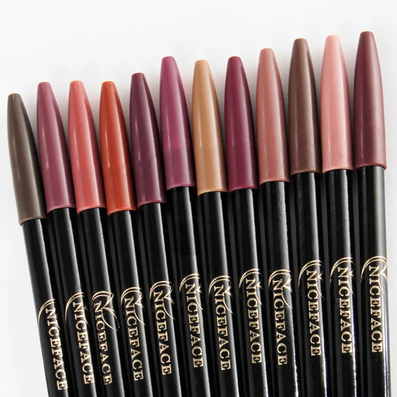 Матовые водостойкие гладкие Карандаши для губ 12 цветов цветная шелковая нюдовая
