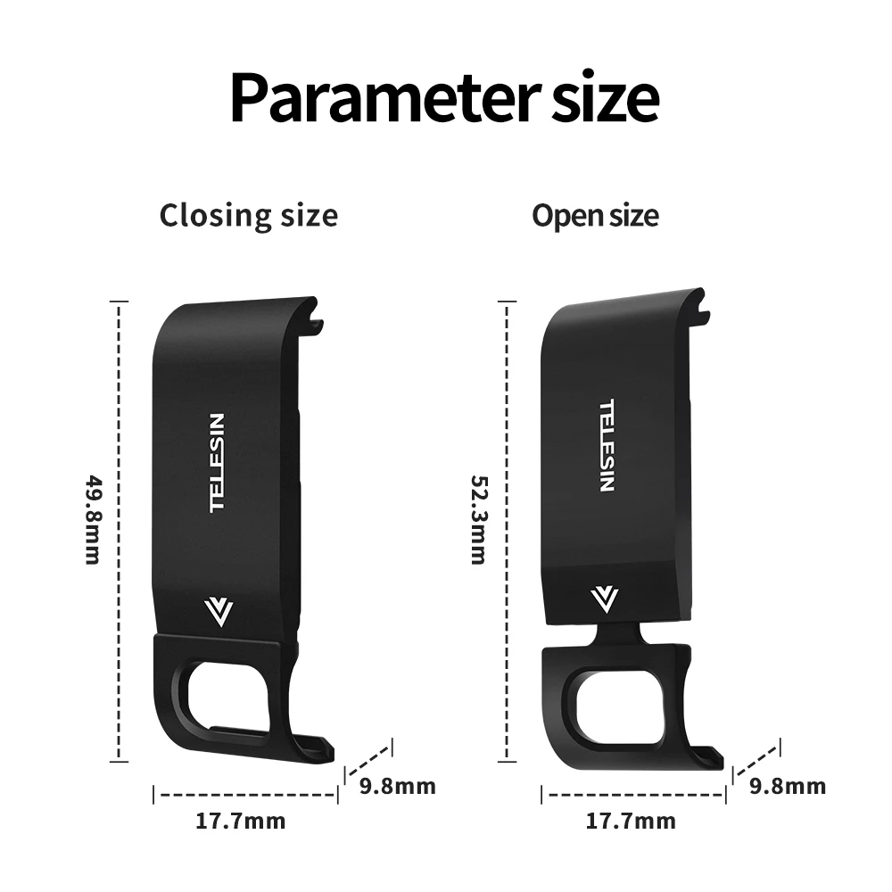 TELESIN для GoPro 9 боковая крышка аккумулятора из алюминиевого сплава Легко Съемная