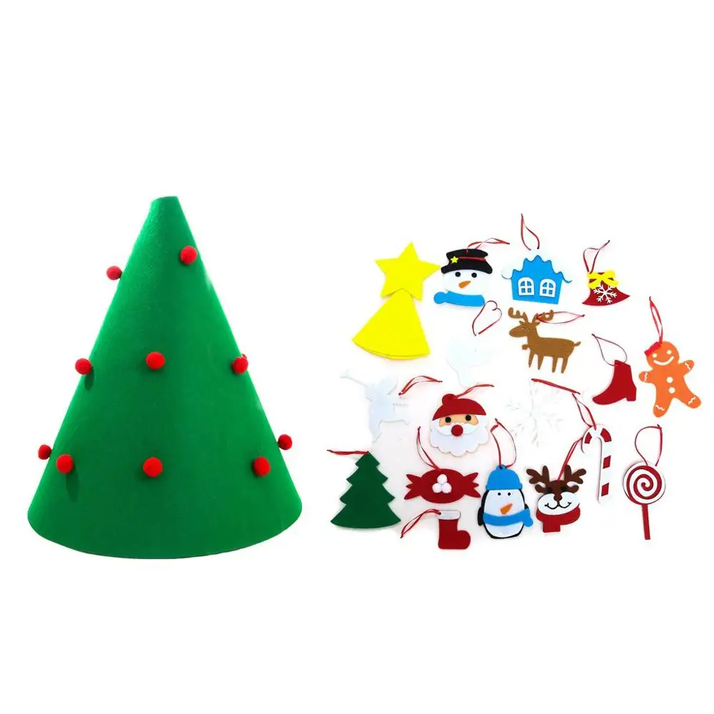 

3D DIY Felt Christmas Tree with Ornaments New Year Gifts for Kids DIY Supplies Xmas Home Decoration Play time Children's Tree