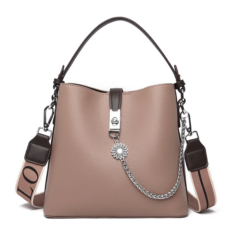 

Bag women 2021 new casual portable bucket bag fashion luxury elegant straddle single shoulder bag simple Pu women's bag