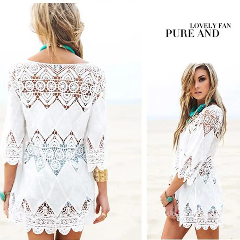 Женская блузка пляжная юбка купальник бикини кружевная Пляжная накидка | одежда