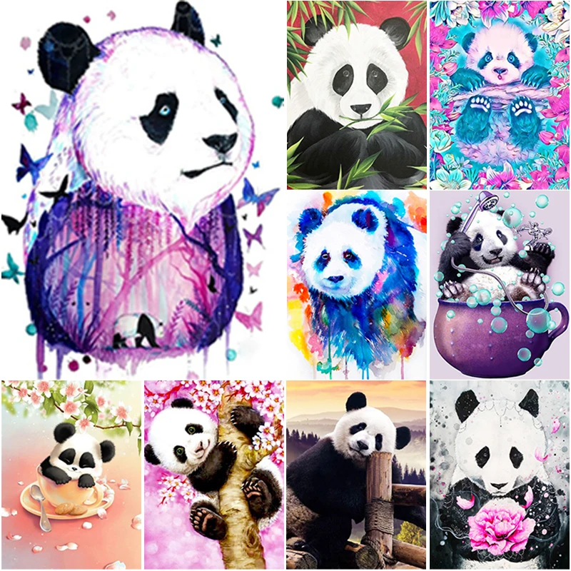 

New 5D DIY Diamond Painting Full Square Round Drill Panda Diamond Embroidery Animal Cross Stitch Crafts Home Decor Manual Gift