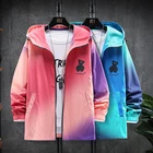 Куртка с принтом на завязках, осенняя толстовка, свитшоты, куртка на молнии для мужчин, худи с красочным принтом медведя для женщин