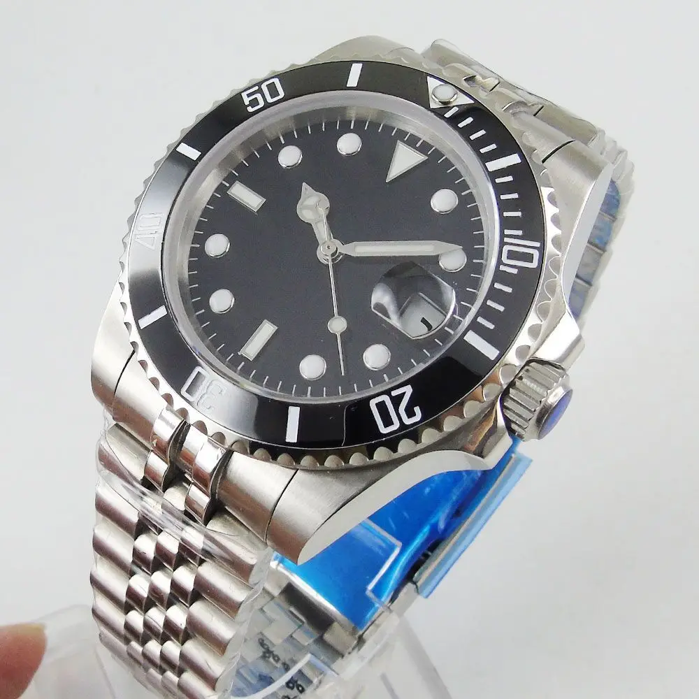 Мужские часы с стерильным циферблатом и сапфировым стеклом 40 мм|Мужские