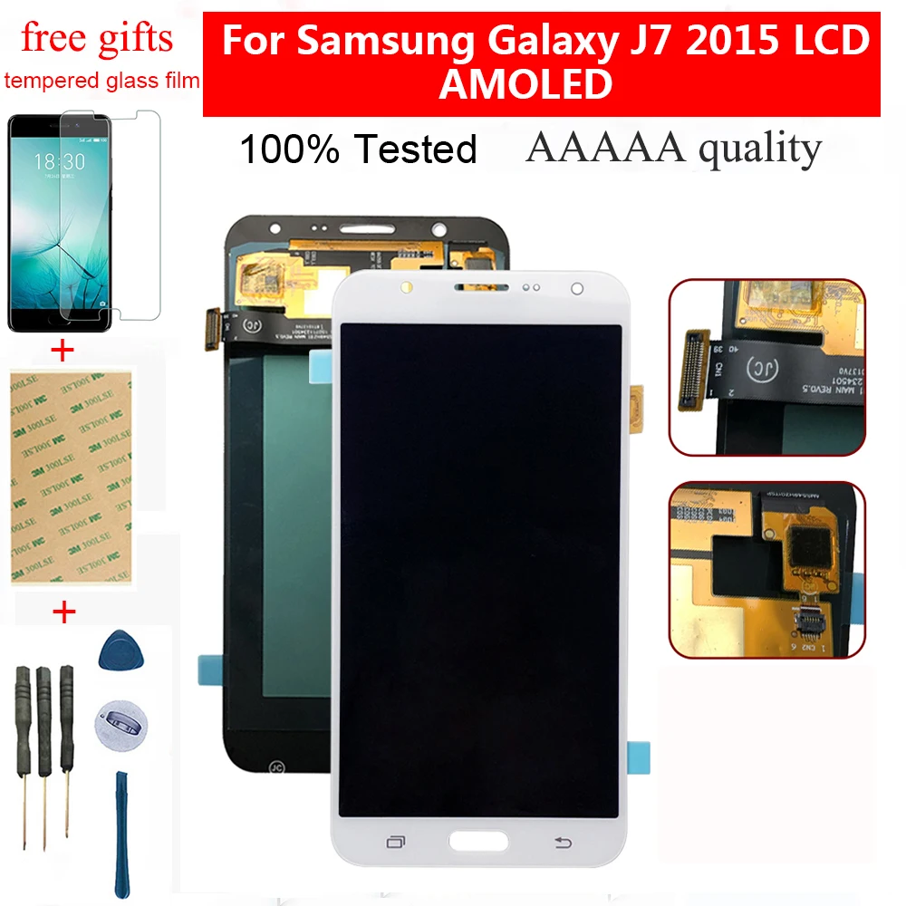 AMOLED LCD для Samsung Galaxy J7 2015 J700 J700F J700H дисплей кодирующий преобразователь сенсорного