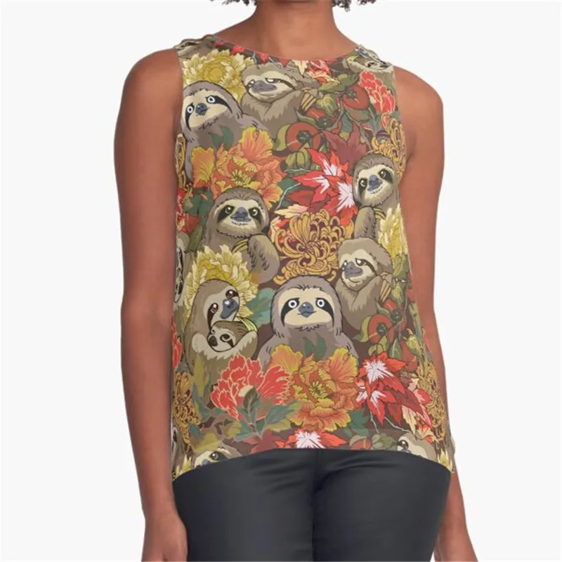 

Women Vintage Sleeveless T Shirt beautiful flamingo Printed Summer O-neck tank tops Harajuku Pullover Vest Lady Tee Shirt tops